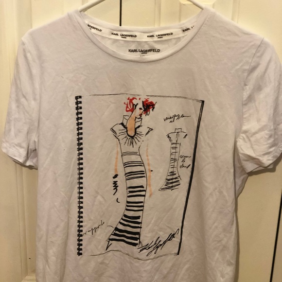 Karl Lagerfeld Tops - Karl Lagerfied Paris Graphic White T Shirt, Small